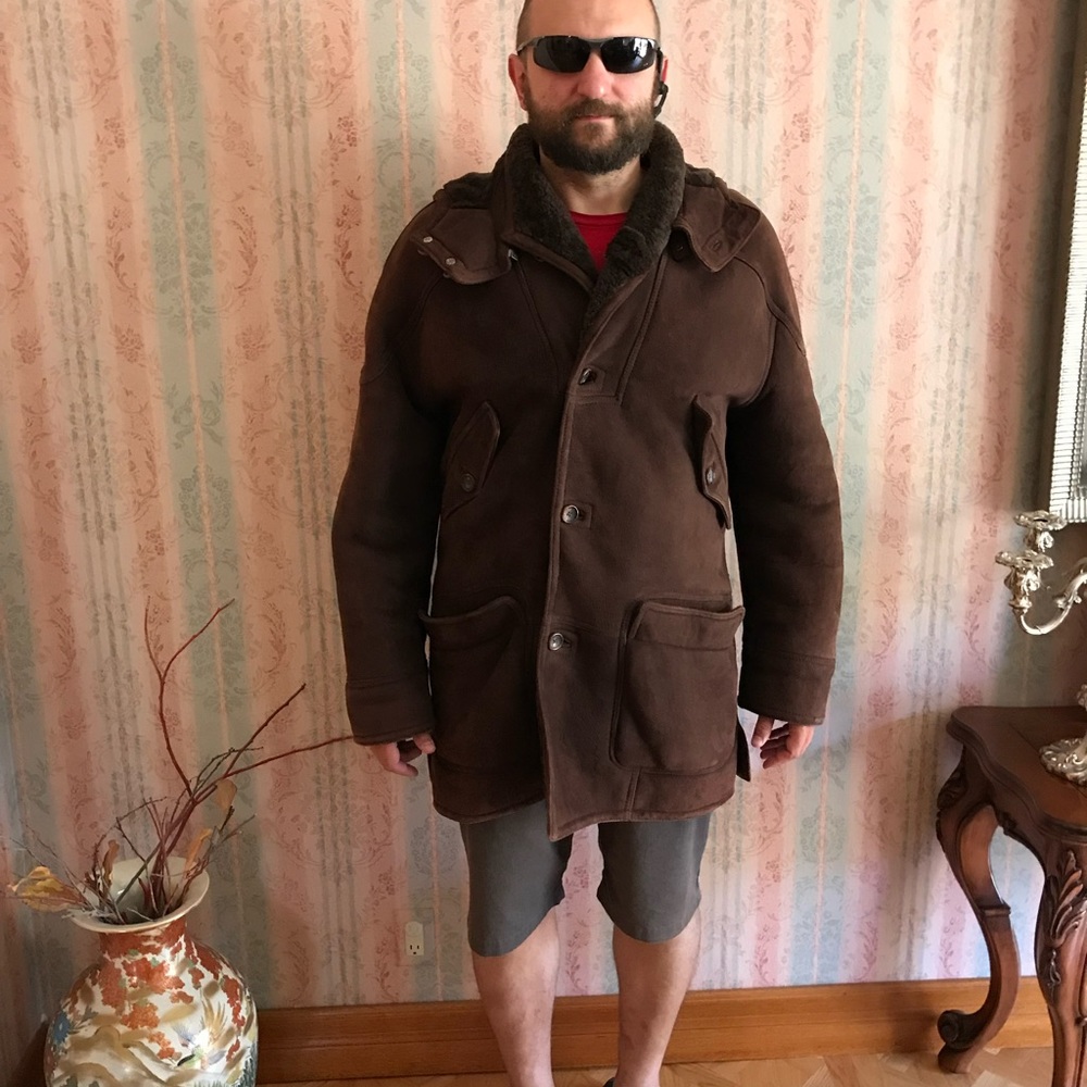 Fendi shearling coat sz 52 chocolate Italy men